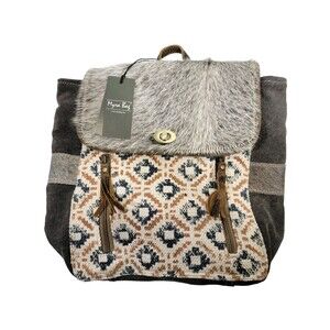 Myra S-2601 Compulsory Backpack Bag Fur & Canvas Back Pack Shoulder Rucksack new